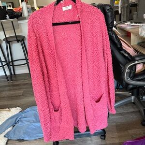 Zenana Outfitters Pink Textured Cardigan